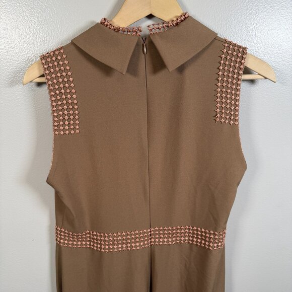Tiziano Zorzan Shirt Dress Size IT 46 US 10 Brown Midi Classic Sleeveless Collar - Picture 10 of 12